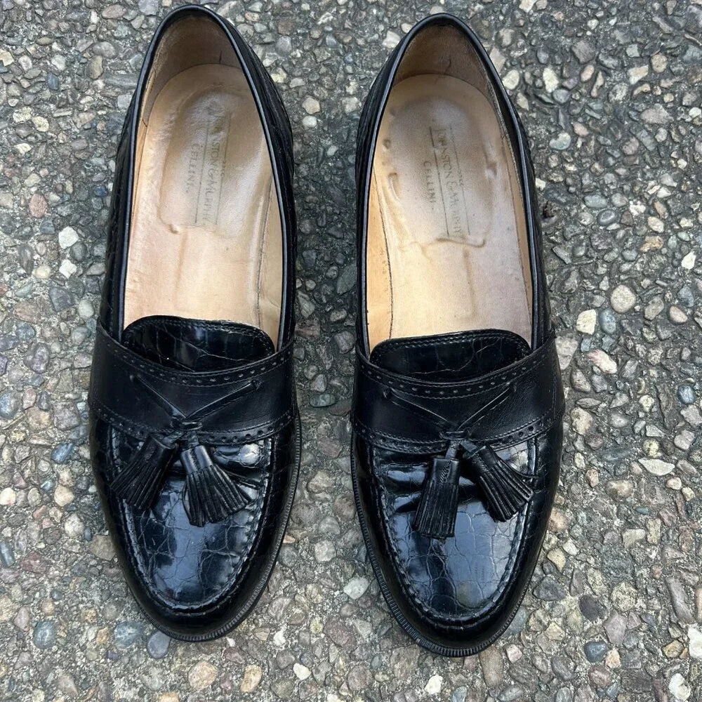 Johnston & Murphy Cellini Italian Black Dress Tassel Dress Shoes Size 9 M